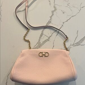 Salvatore Ferragamo Pink Leather Shoulder Bag with Gold Chain